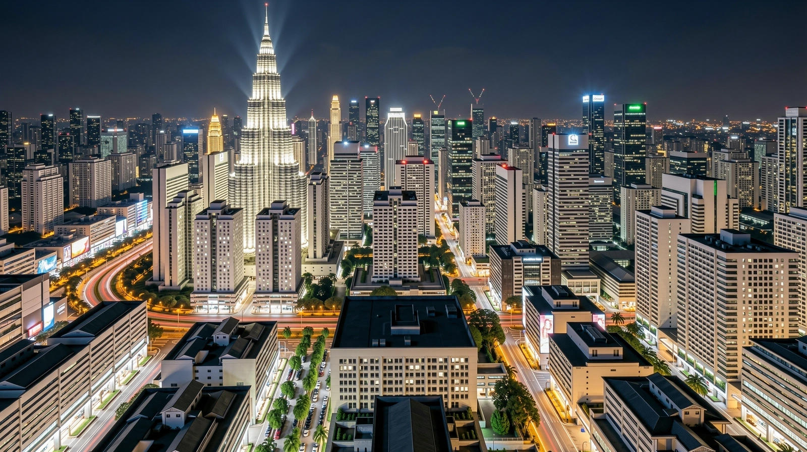 Kuala Lumpur urban landscape at night